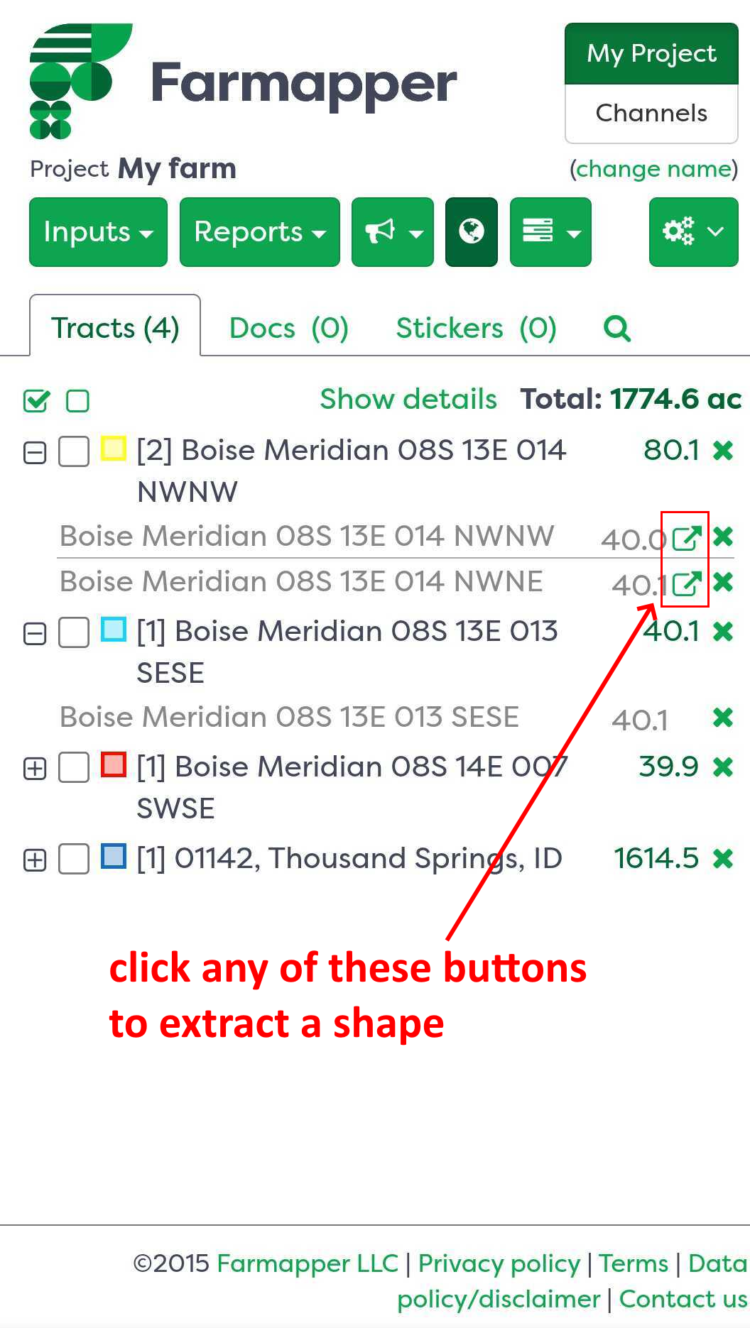 Figure 1b: Creating a tract from the tracts and shapes list in the dialog
