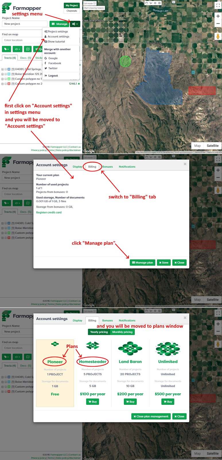 Figure 2: Subscription plans from settings in Account settings