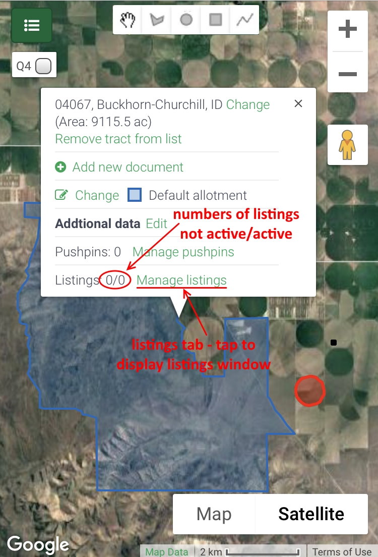 Figure 2: Adding listing to the tract from the map