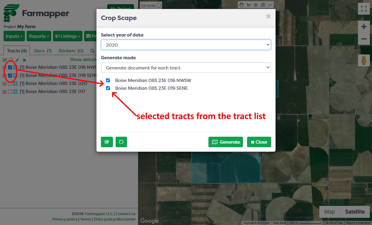 Figure 2: Selected tracts from the tracts list