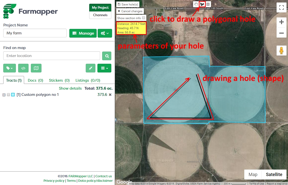 Figure 2: Cutting holes "Draw a shape"