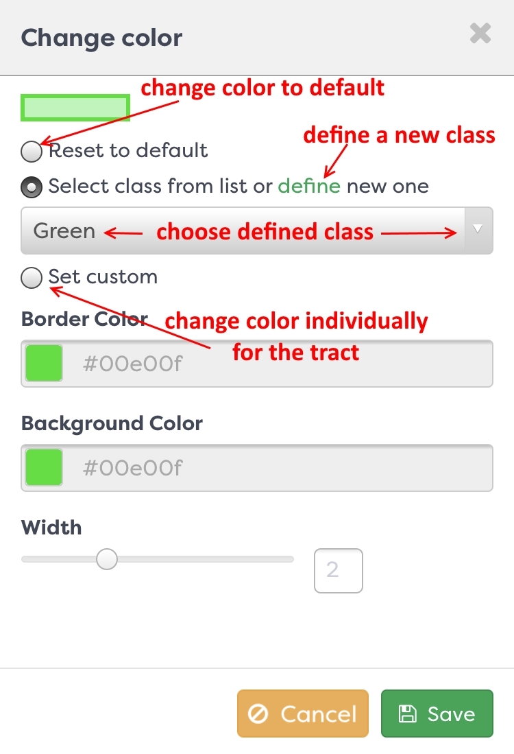 Figure 11: Changing color of the tract