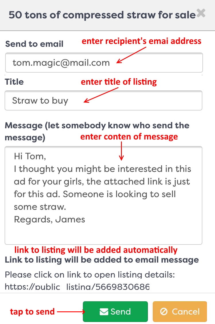 Figure 14: Share listing link