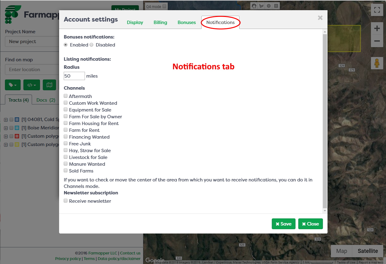 Figure 15: Listing notifications tab