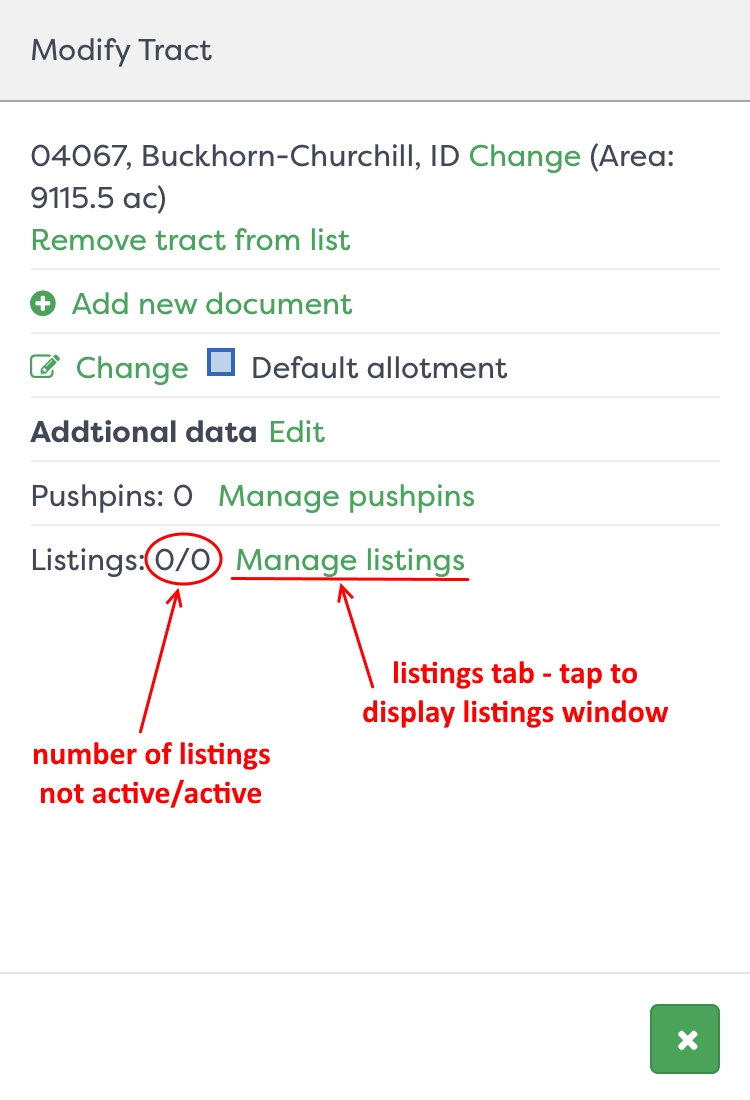 Figure 3: Adding listing to the tract from the "Modify tract" window