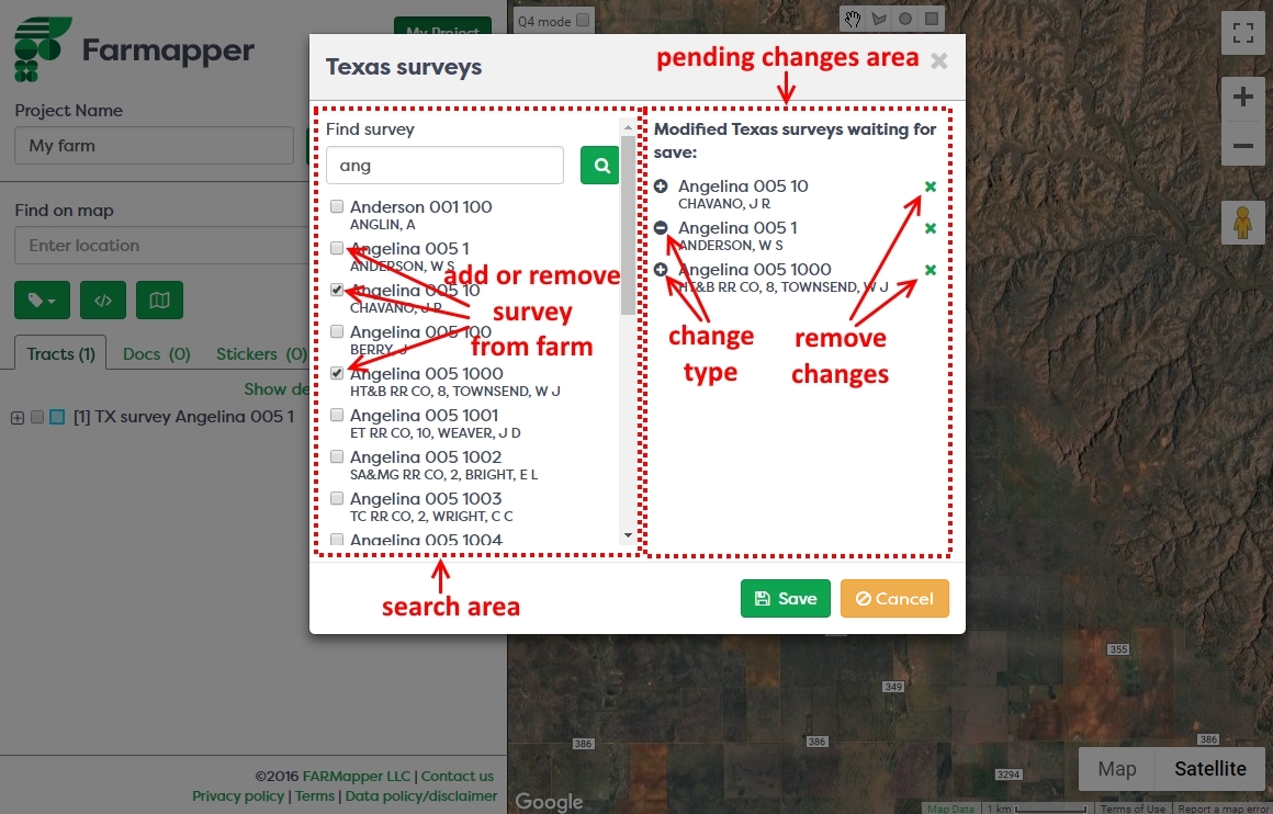 Figure 3: Texas survey dialog