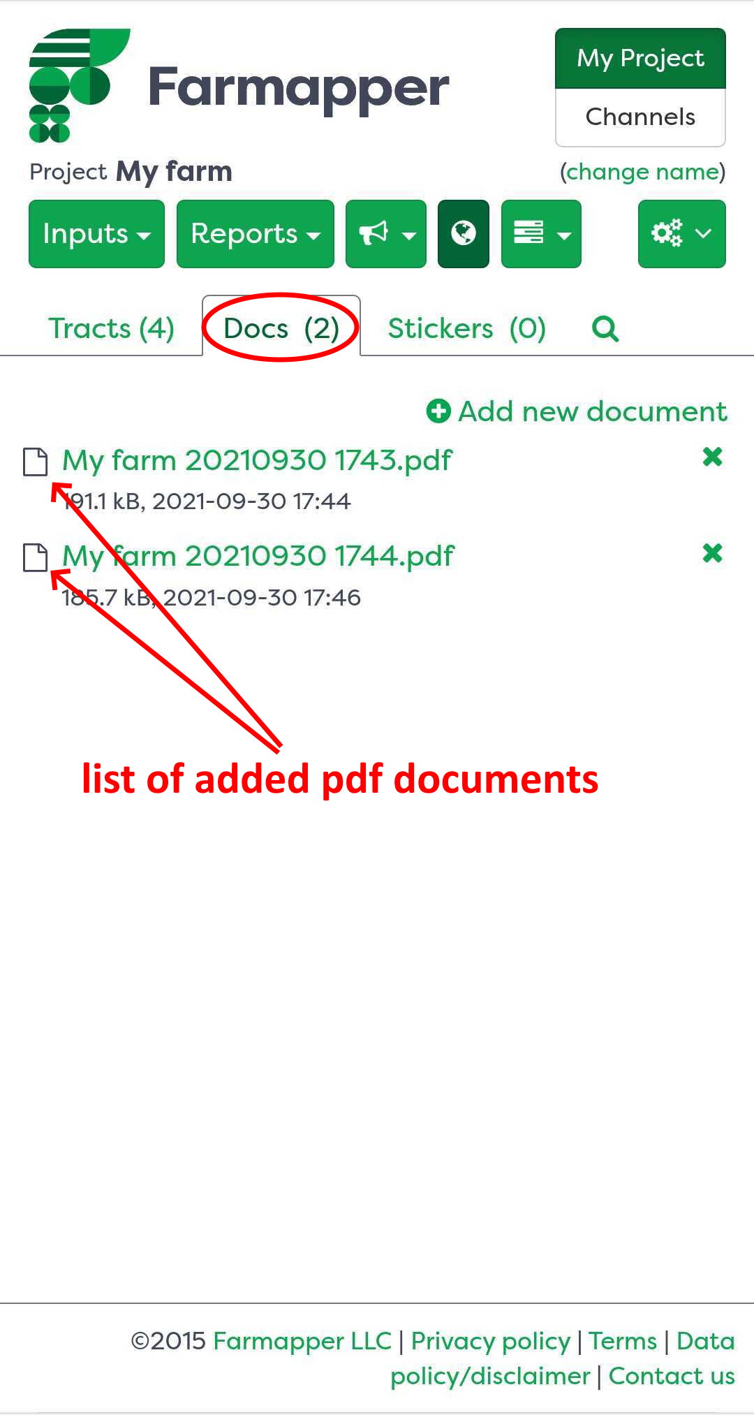 Figure 3: List of added documents