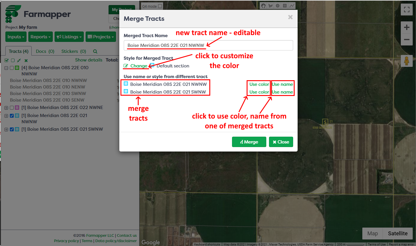 Figure 3: Merge tracts dialog