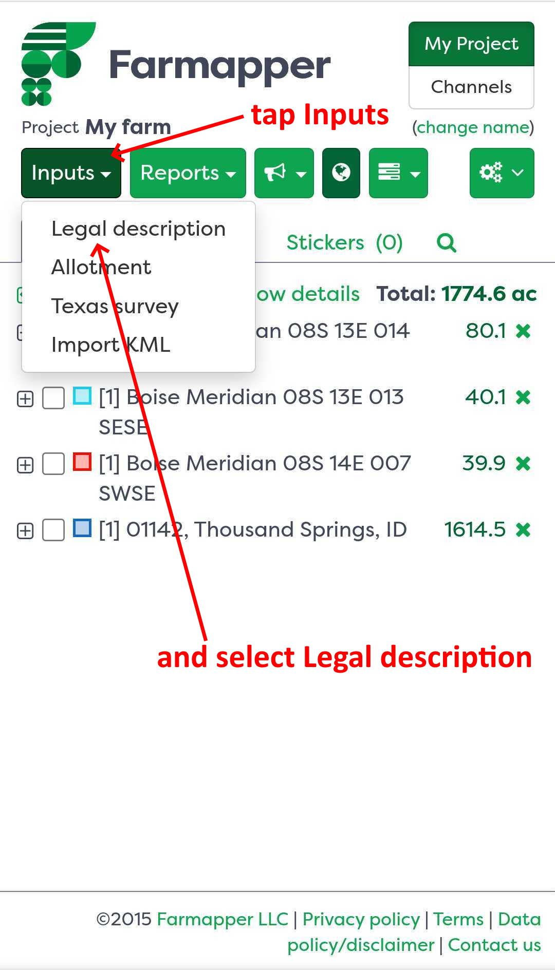 Figure 4: Invoke legal description dialog