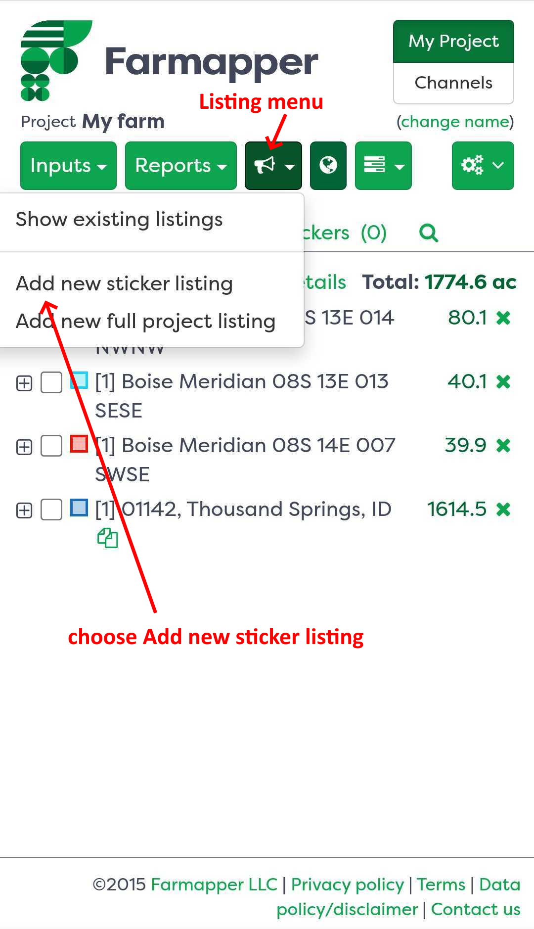 Figure 4: Adding a listing using Quick listing function