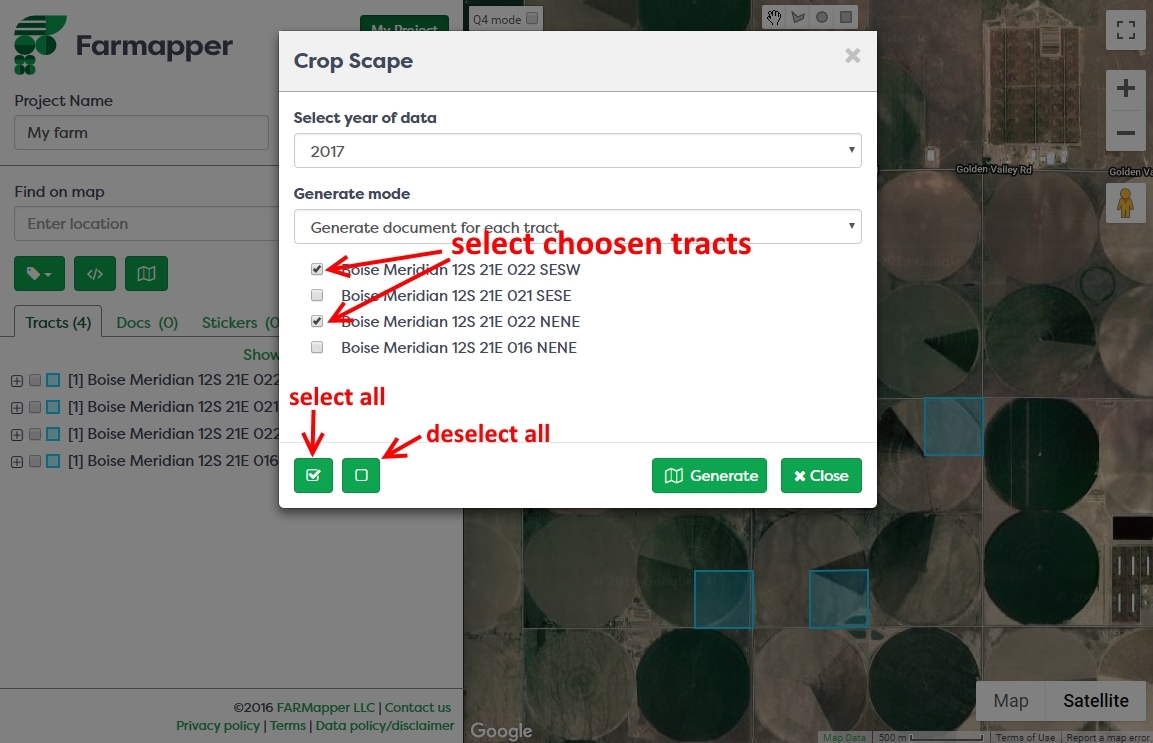 Figure 4: Selecting tracts on the CropScape list