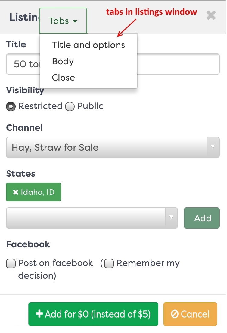 Figure 5: Tabs in Lisings window