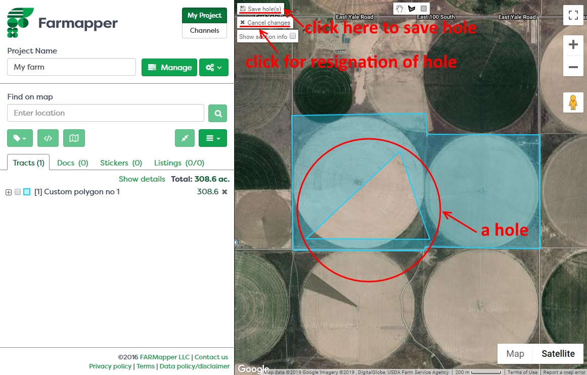 Figure 5: Save or cancel polygonal hole