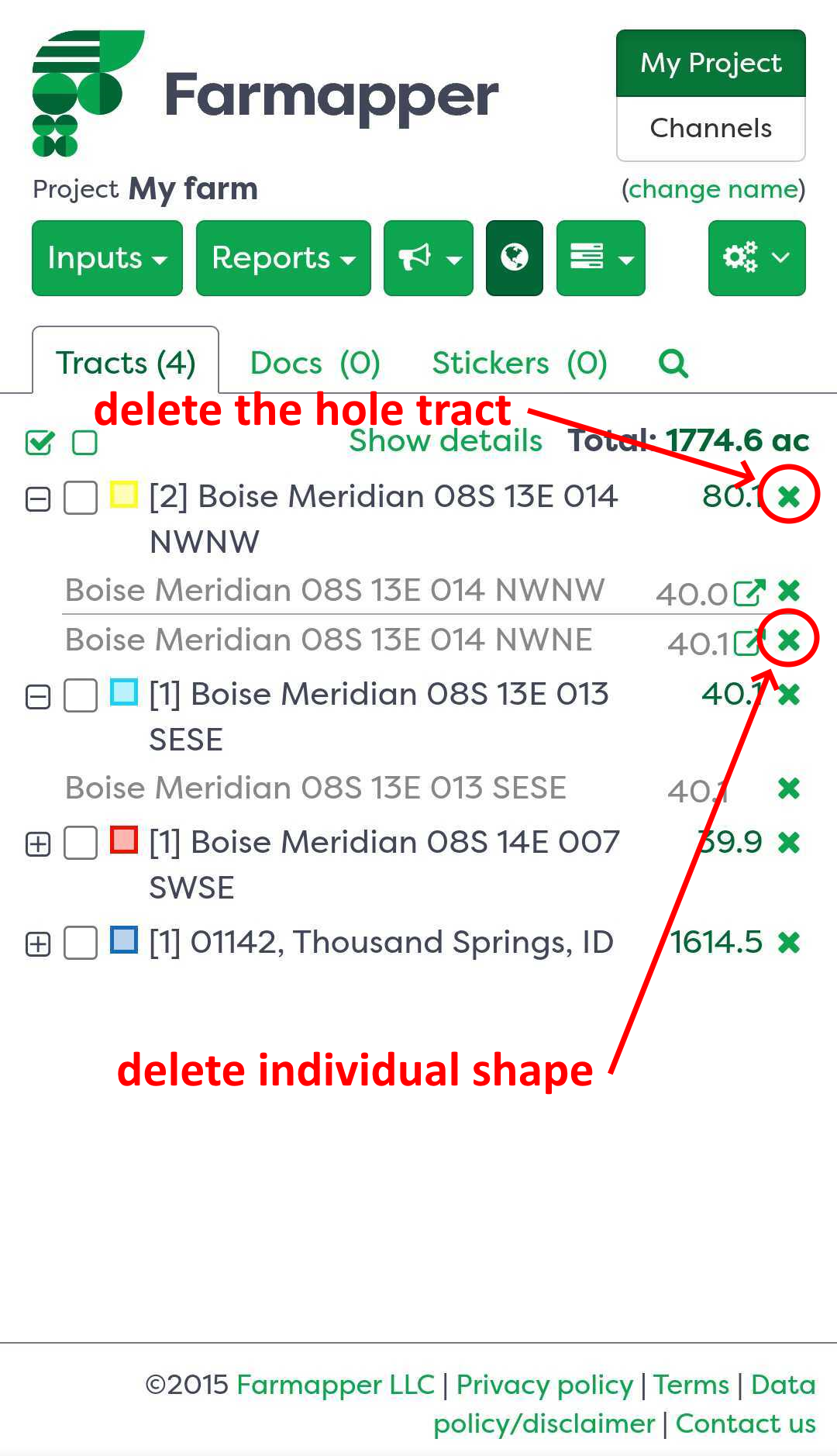 Figure 4: Removing a tract or a shape