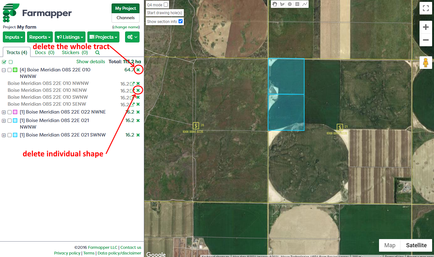 Figure 4: Removing a tract or a shape