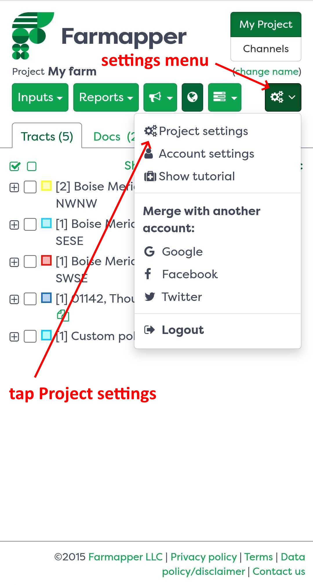 Figure 5: Project settings tab