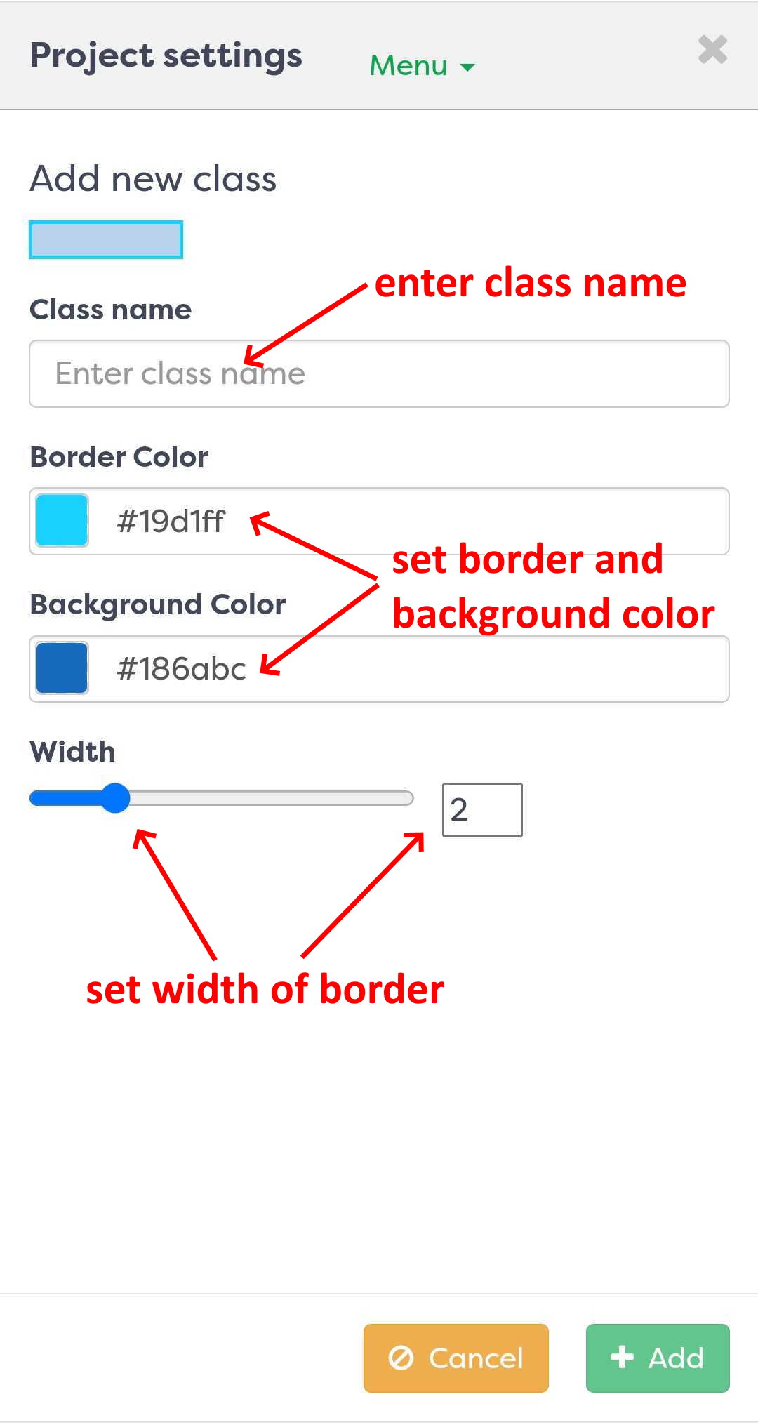 Figure 7: Setting classes