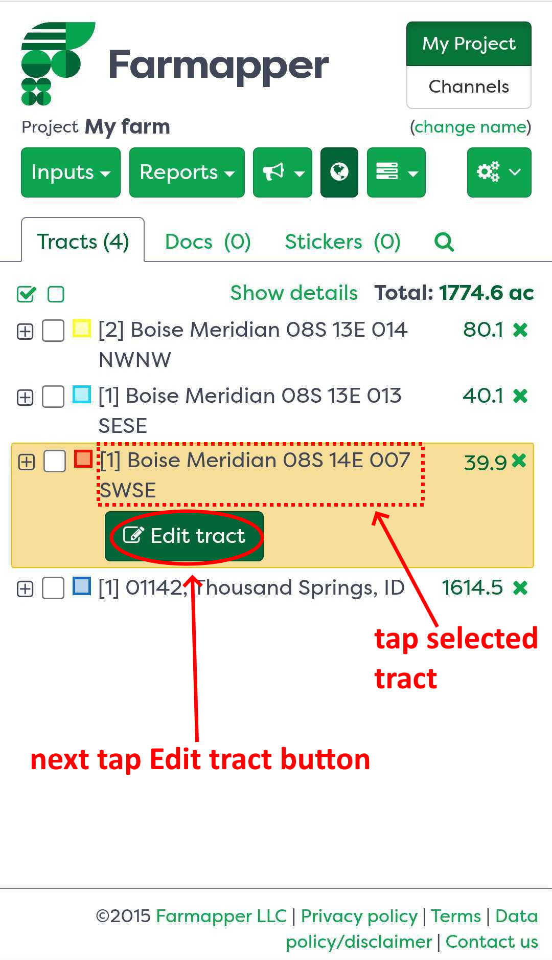 Figure 6a: The first step for changing tract name in the dialog