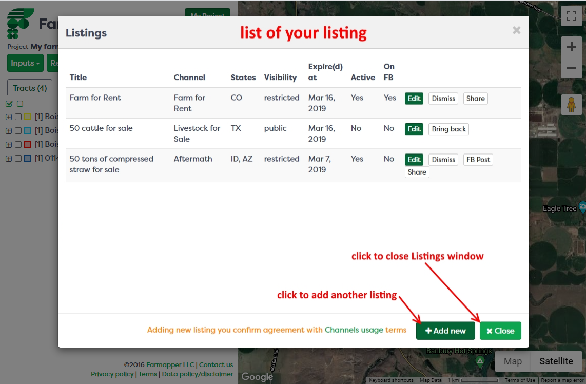 Figure 7: Listings window