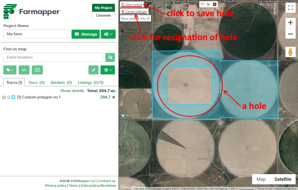 Figure 7: Save or cancel rectangular hole