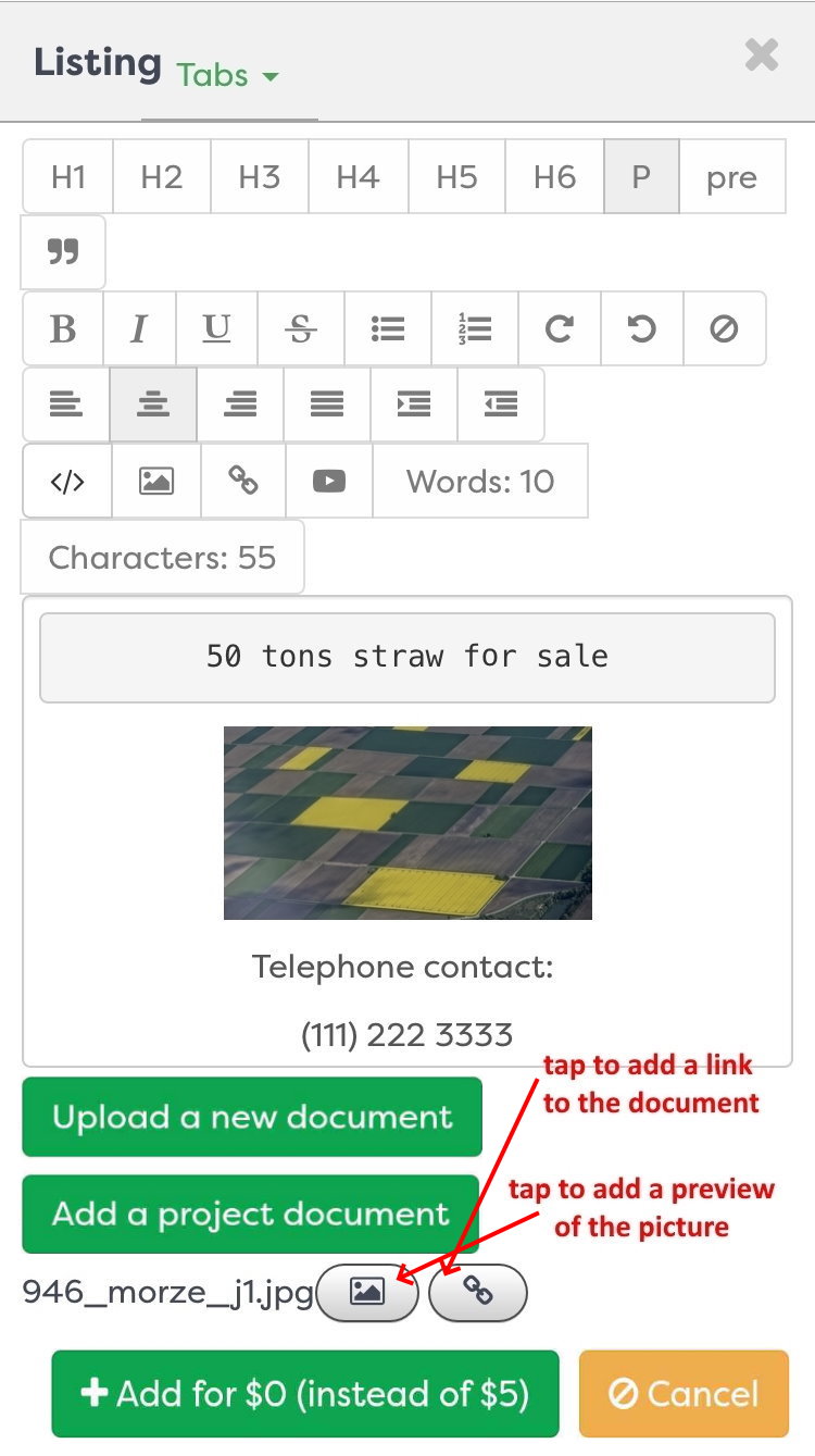 Figure 8: Adding a project document