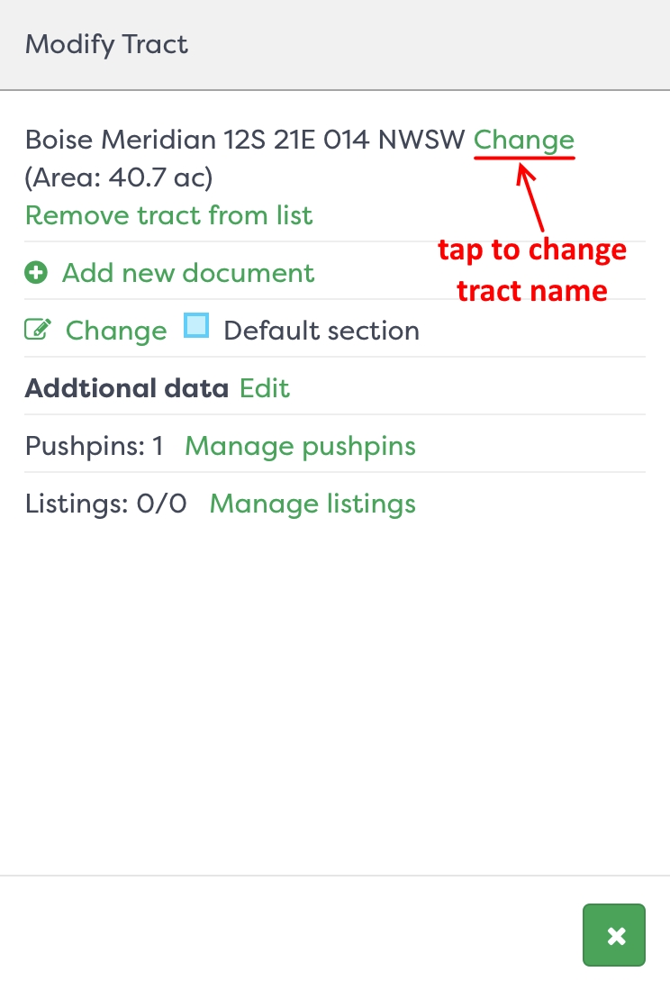 Figure 6b: The second step for changing tract name in the dialog