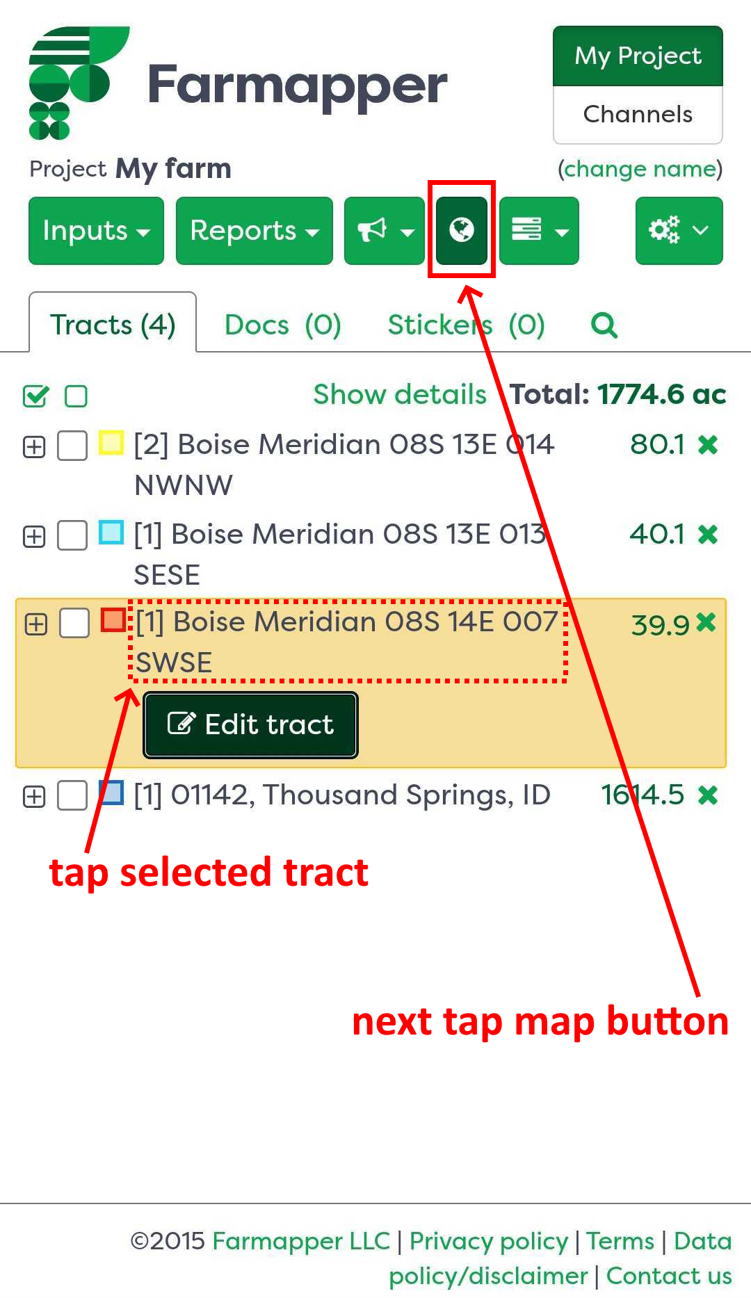 Figure 6c: The first step for changing tract name on the map