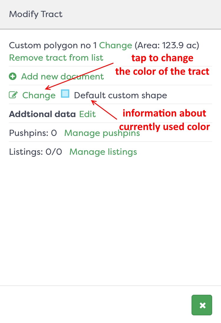 Figure 10: Change color of the tract from the "Modify tract" window
