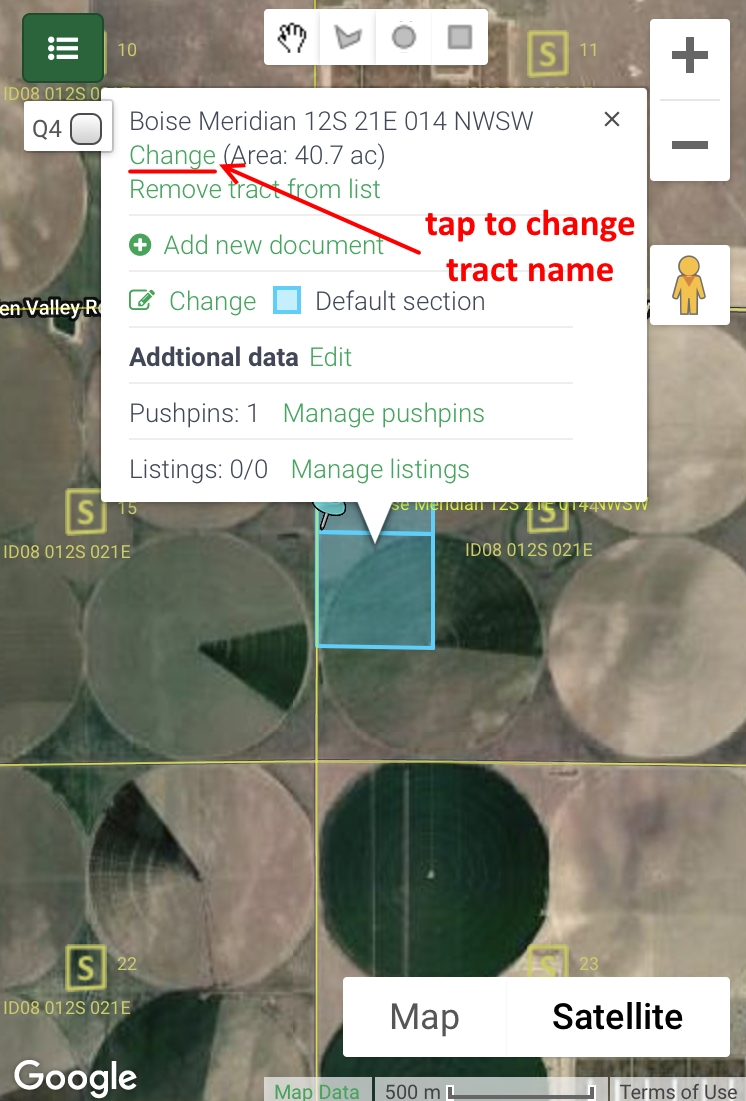 Figure 6d: The second step for changing tract name on the map