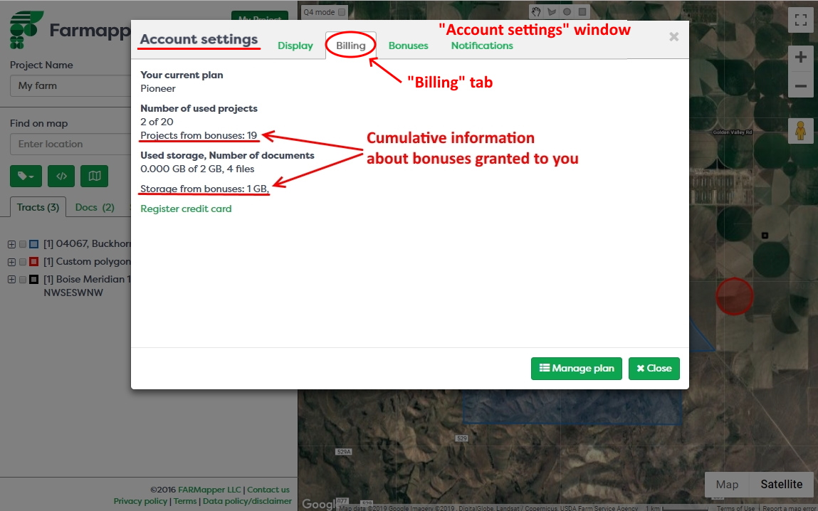 Figure 10: Bonuses in "Billing" tab