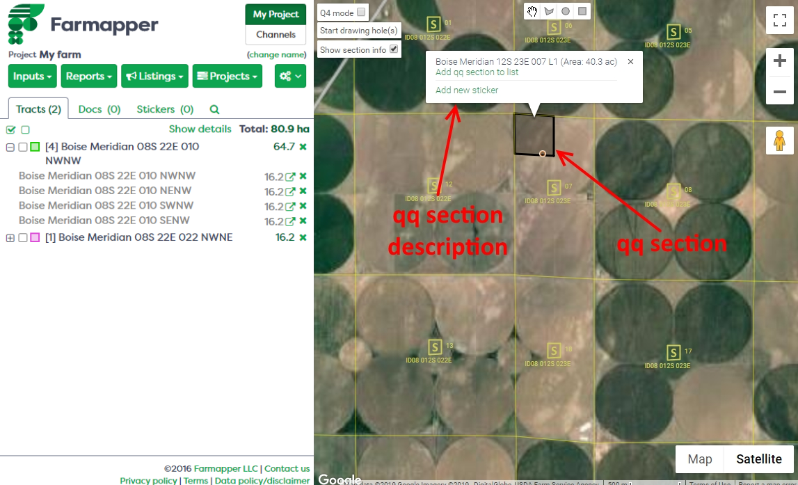 Figure 1: Main view with qqsection found