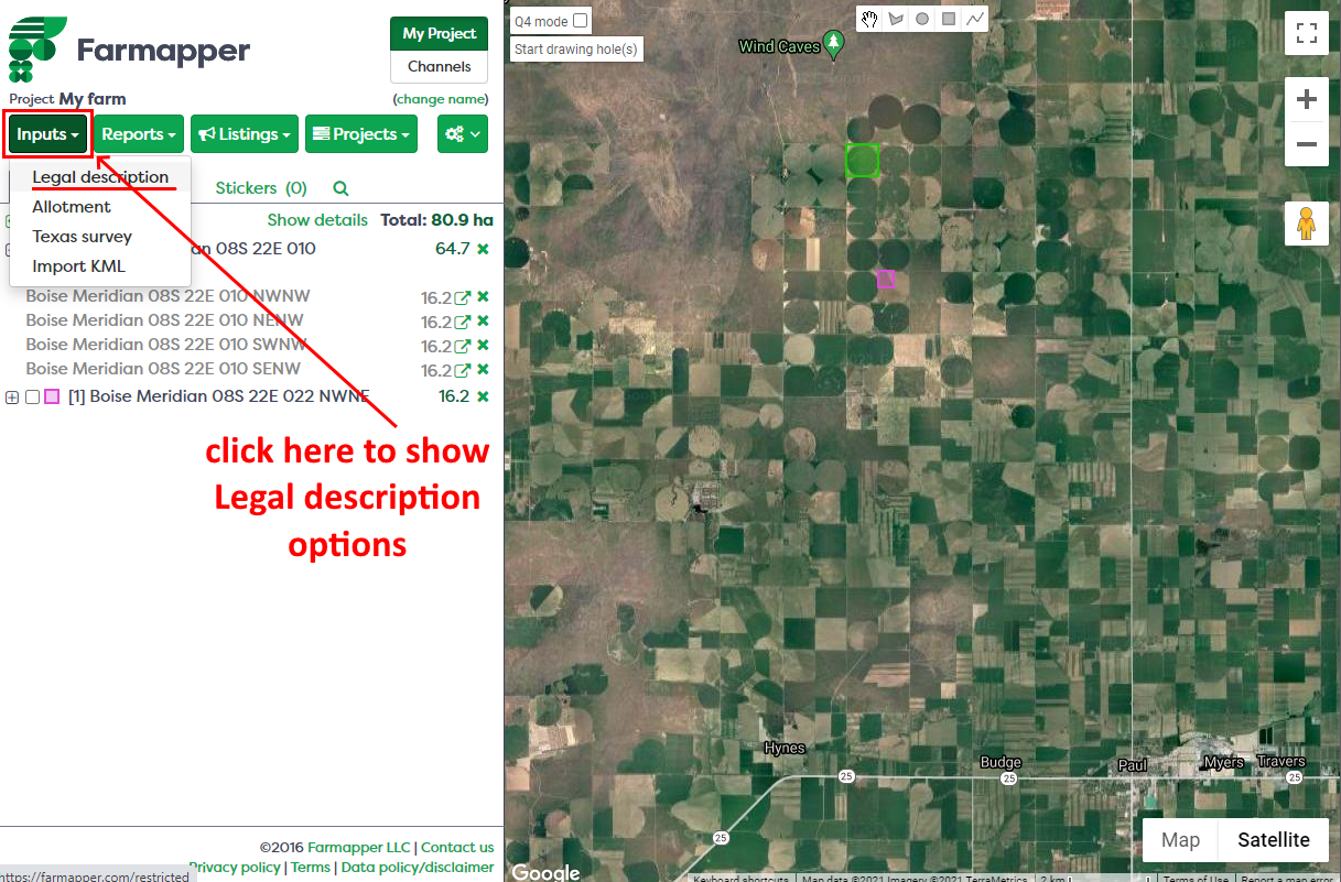 Figure 4: Invoke legal description dialog